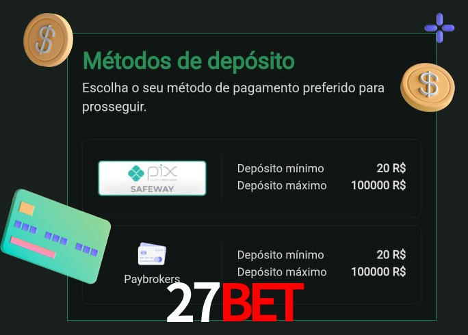 O cassino 27BETbet oferece uma grande variedade de métodos de pagamento
